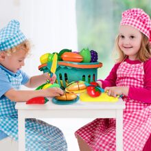 100 PCS Cutting Play Food Toy for Kids Kitchen, Pretend Food Toys for Toddlers, Play Kitchen Toys Accessories with 2 Baskets, Fake Food/Fruit/Vegetable, Birthday Gifts for 2 3 4 5 Years Old Boys Girls - 彩色 - 查看 6