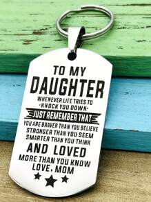 1pc Creative Inspirational Keychain, Birthday/graduation Gift From Parents To Daughter/son - Silver - View 1