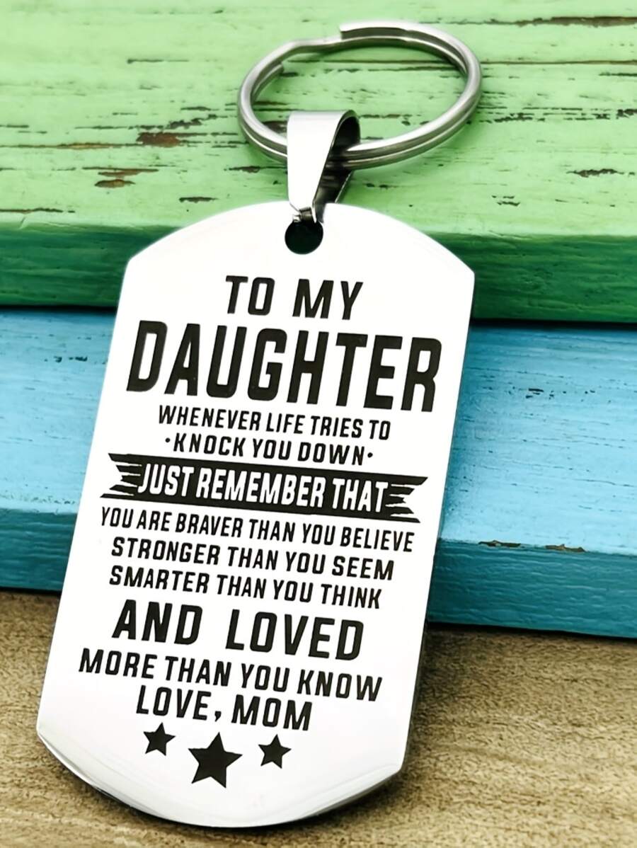 1pc Creative Inspirational Keychain, Birthday/graduation Gift From Parents To Daughter/son - Silver - View 1