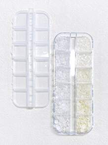 1 盒白色和米色半仿珍珠美甲装饰 DIY 指甲饰品 美甲宝石 美甲用品 指甲 - 彩色 - 查看 4