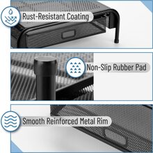 Metal Mesh Monitor Stand With Drawer, Computer Monitor Stand For Computer, With Storage, Monitor Riser With Storage, Computer Monitor Stand - Black - View 4