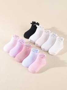 10 Pairs Soft Baby Ankle Socks With Ruffle Cuff & Candy Colors, Girls Toddler Socks With Lace Trim, Breathable Comfortable Non-Binding Everyday Socks, 0-36 Months For Daily Wear Spring Summer All Seasons, Baby Socks, Girls Socks, Toddler Socks, Ruffle Socks, Ankle Socks, Baby Shower Gift Christmas Gift Newborn Girl Gift Set - Multicolor - View 4