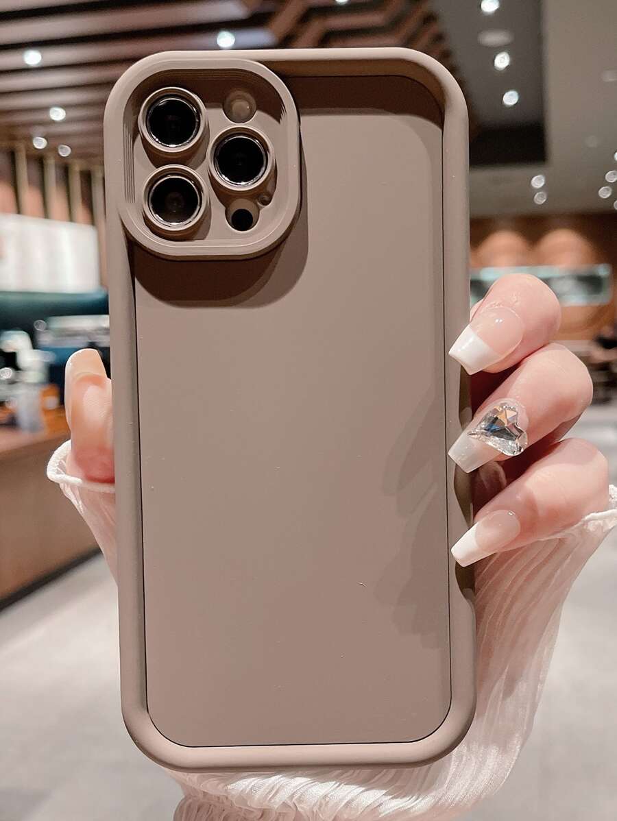 1pc Bamboo Material Phone Case Compatible With Iphone - Brown - View 1