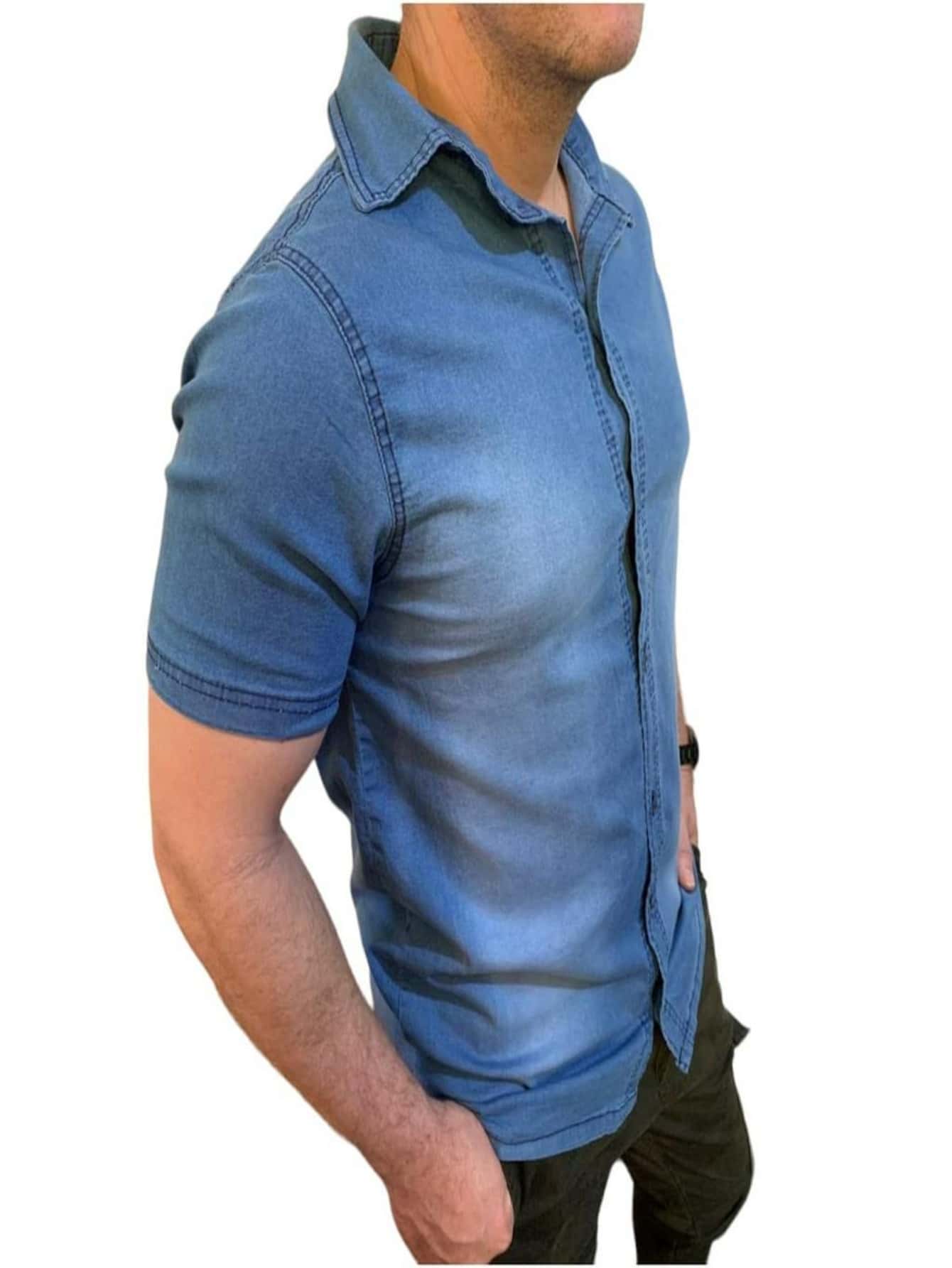 Men Denim Shirts - Màu xanh nhạt - Xem 1