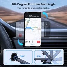 TOPK Magnetic Phone Car Mount,TOPK Dashboard Industrial-Strength Suction Cup Car Phone Mount Holder With 6 Strong Magnets Compatible With All Phones - Black - View 7