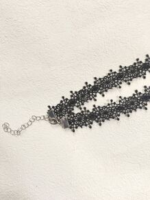 1pc Sweet Cool Black Lace Collar Necklace For Women, Fashionable Style