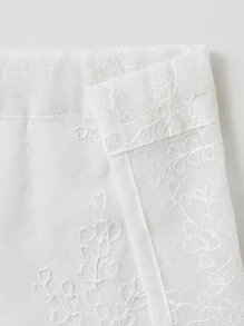1pc White Sheer Curtain With Branch Embroidery - White - View 7