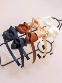 4入組兒童3英寸純色絲帶蝴蝶結牙齒頭箍,適用於所有季節的學校或家庭,可愛的髮飾