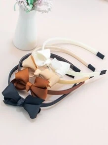 4入組兒童3英寸純色絲帶蝴蝶結牙齒頭箍,適用於所有季節的學校或家庭,可愛的髮飾