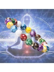 1pc Uncommon Colorful Bead Bracelet With Yoga Energy And Design - Multicolor - View 8