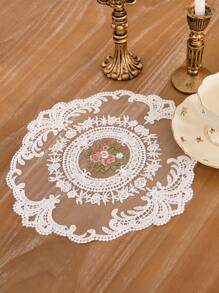 1pc/2Pcs Retro Lace Placemats, French Crochet Doilies, Handmade Embroidered Table Mats, 11x11.81-In Beige Place Mats Cup Mat, Victorian Decor, Placemats, Doilies For Dressers And End Tables, Oval Placemats, Table Placemats - Multicolor - View 7
