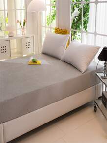 1pc Grey Plush Fitted Sheet, Soft & Comfortable Bedding Sheet For Bedroom, Guest Room, Dorm Room Use In Winter - Grey - View 5