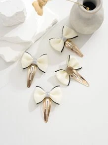 4pcs/set Kids' Bow Hair Clip - Beige - View 3