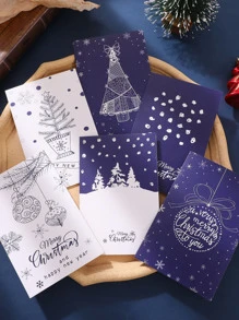 6pcs Random Mini Christmas Greeting Cards Set With Santa Claus Designs And Hot Stamping Envelopes - Multicolor - View 1