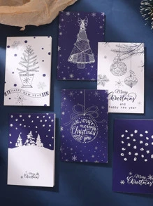 6pcs Random Mini Christmas Greeting Cards Set With Santa Claus Designs And Hot Stamping Envelopes - Multicolor - View 4