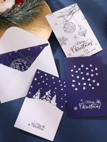 6pcs Random Mini Christmas Greeting Cards Set With Santa Claus Designs And Hot Stamping Envelopes - Multicolor - View 3
