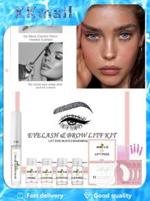 30 accesorios en una caja de pestañas mejoradas Kit de pestañas, Kit de pestañas profesionales, Lash Lift Curl Lashes Curl Lashes y Wild Brows, Herramientas de pestañas para salones de belleza - Rosa - Ver 1