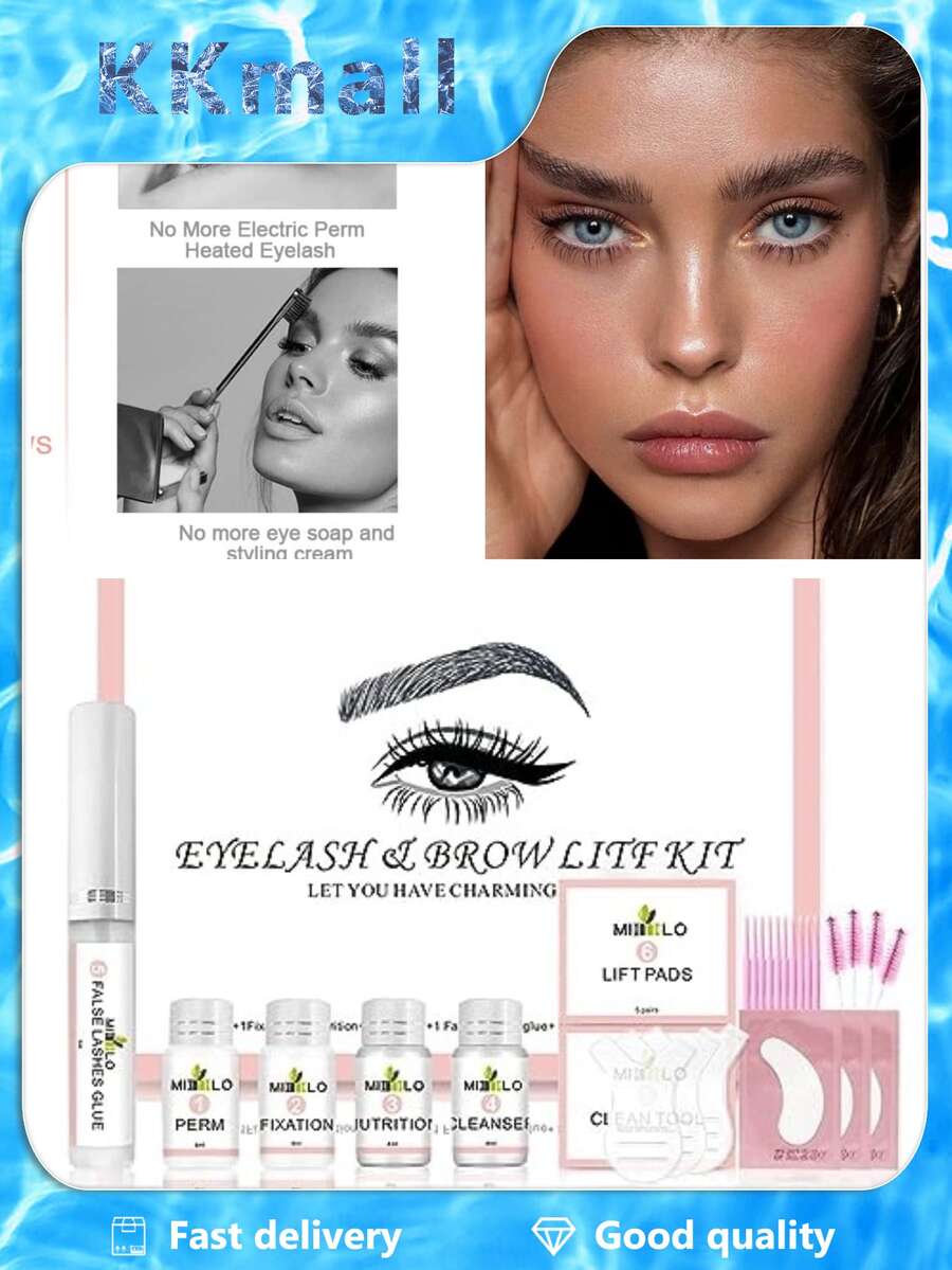 30 accesorios en una caja de pestañas mejoradas Kit de pestañas, Kit de pestañas profesionales, Lash Lift Curl Lashes Curl Lashes y Wild Brows, Herramientas de pestañas para salones de belleza - Rosa - Ver 1