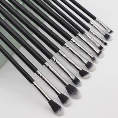 12pcs Black Eye Makeup Kit For Daily Use, Suitable For Festivals, Gifting To Friends, Parties, Travelling,Eyebrow Brush,Eyeshadow Brush,Spoolie,Spoolie Brush,Giveaways