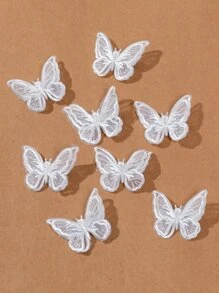 8pcs Lace Double-Layer Butterfly Hair Clip For Daily Use Cute, Y2k Claw Clips Hair Claws Hair Barrettes, School Stuff, Hair Accessories, Head Accessories, Hairpin - Beige - View 2