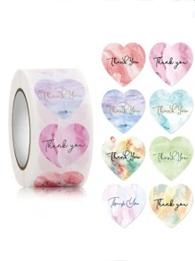 500入组/卷謝謝心形裝飾印章貼紙 - 彩色 - 查看 1