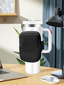 運動水壺套,保溫水壺袋套,旅行戶外上學跑步運動水壺配件 - 黑色 - 查看 2