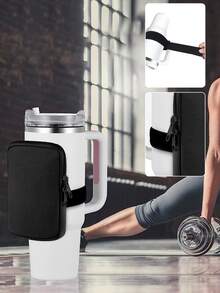 運動水壺套,保溫水壺袋套,旅行戶外上學跑步運動水壺配件 - 黑色 - 查看 5