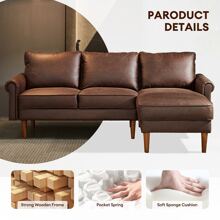 Ovios Modern Sectional Sofa, L-Shape Sofa Couch With Comfy Cushions, 3 Seater Couch With Chaise For Living Room Small Space - 深棕色(右) - 查看 5