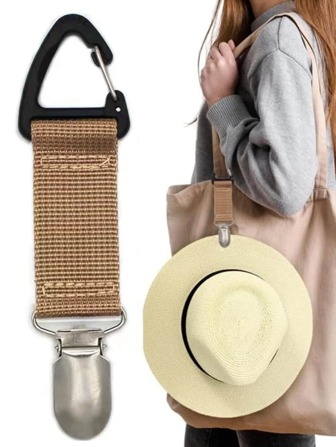 Clip pour sac à chapeau à suspendre sur le sac à main, le sac à dos, les bagages pour les voyages, accessoires de compagnon de chapeau de plage de voyage en plein air, organisateur de voyage pour les vacances d'été à la plage et la rentrée scolaire