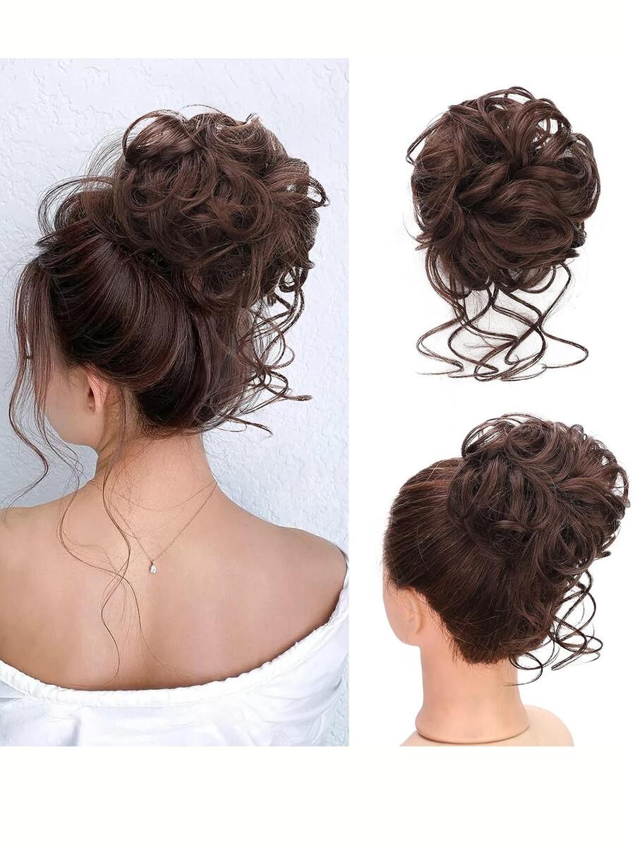 1入組女士深棕色優雅合成纖維馬尾控髮器，休閒款 - 巧克力棕 - 查看 1