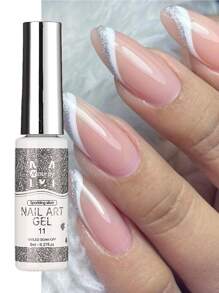 銀色線條光療指甲油套裝，半永久性UV凝膠可DIY繪畫修飾美甲花紋，眼線凝膠刷膠 - 銀色 - 查看 2