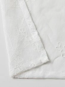 1pc White Sheer Curtain With Branch Embroidery - White - View 8