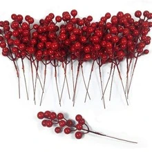 10 piezas de adornos artificiales de bayas rojas con espino, acebo, muérdago y vainas de guisantes para decoración floral de primavera, Día de San Valentín, regalos de cumpleaños, graduación, plantas falsas