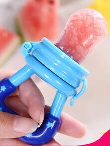 1 Pieza Mordedor de frutas para bebés, fabricado en silicona, adecuado para que el bebé lo utilice cuando come alimentos complementarios - Azul - Ver 4