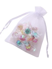 50 个白色和透明欧根纱礼品袋，9x12 厘米方形双抽绳网袋，适用于圣诞节、万圣节、婚礼、派对、糖果、珠宝、化妆品、小礼物、各种场合、圣诞节 - 白色 - 查看 5