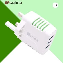 Solma 3口USB牆壁充電器適用於行動電話旅行充電器，糖果色外觀，帶LED充電指示燈，多口智能頭部發光口電池充電器，可兼容iPhone - 綠色 - 查看 1