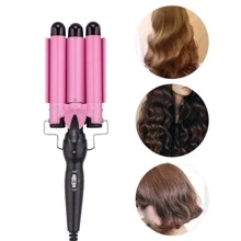 Hair Curling Iron, 3 Barrel Hair Waver With Wave Plates For Beachy Wave Hair - Champagne - View 3
