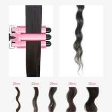 Hair Curling Iron, 3 Barrel Hair Waver With Wave Plates For Beachy Wave Hair - Champagne - View 5