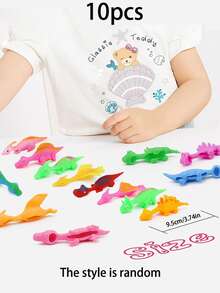 10入組彈弓恐龍手指玩具，隨機款式，非常適合萬聖節派對和學校季節禮品袋填充物，有趣可愛形狀，多種顏色可供選擇，非常適合飛行遊戲和派對禮物 - 彩色 - 查看 6