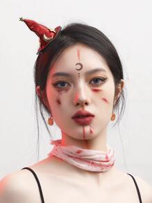 1入組萬聖節紅帽造型髮夾髮飾,適用於節慶、派對、聚會