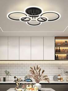 85~265V Modern LED Ceiling Light 6 Ring LED Black Ceiling Light, Lighting Fixture Ceiling Light For Kitchen, Living Room, Bedroom, Laundry No-dimmable - Black - View 2