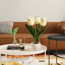 lampara de tulipanes, lampara de noche flor lampara tulipanes de luz LED lampara tulipan, lampara de escritorio led tulipan para Sala de Estar, Dormitorio, baño, Regalo para Novia, mamá e Hija - Blanco - Ver 2