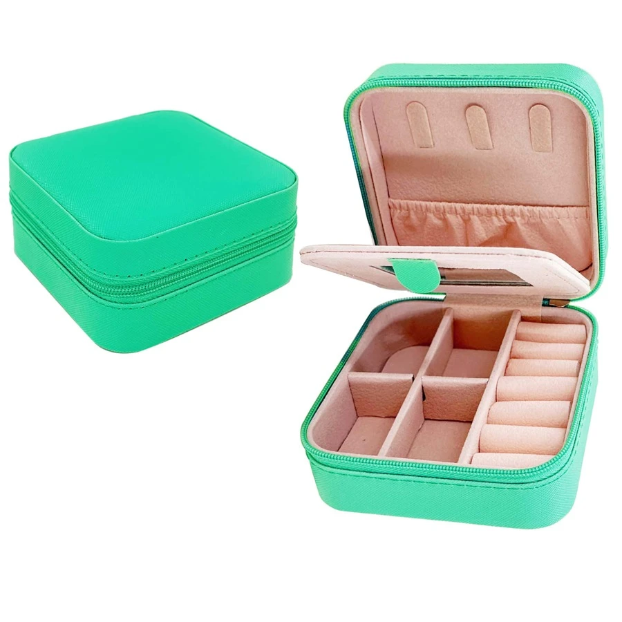 A Có thể mang đi Hộp đồ trang sức Với Nhung Lót , Kim loại Dây kéo Và Gương , Đúng mốt Dành cho Cô gái , Dung lượng lớn Đối với Đi du lịch Và Sử dụng hàng ngày - Màu xanh lam - Xem 1