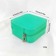 A Có thể mang đi Hộp đồ trang sức Với Nhung Lót , Kim loại Dây kéo Và Gương , Đúng mốt Dành cho Cô gái , Dung lượng lớn Đối với Đi du lịch Và Sử dụng hàng ngày - Màu xanh lam - Xem 4