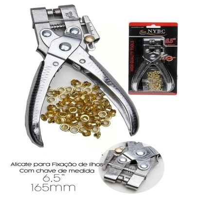 Alicate de Ilhos Vazador C/ Chave de Media Profissional + 100 Ilhoses