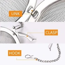 2pcs 1.77 inch Stainless Steel Mesh Tea Ball, Tea Infuser Strainers Filters with hook - Silver - View 3