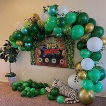 Kit De Guirnalda De Arco De Globos Verdes Y Dorados De 81 Piezas, Globos De Látex Verde Esmeralda Y Dorados Metálicos Para Decoración De Bodas, Cumpleaños, Graduación, Aniversario, Fiesta De Caza En La Selva - Multicolor - Ver 4