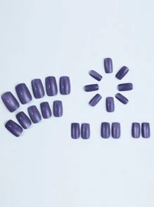 24入組長方形漫畫卡通可愛貓眼假指甲,瞬間提升女性和女孩的外觀 - 彩色 - 查看 2