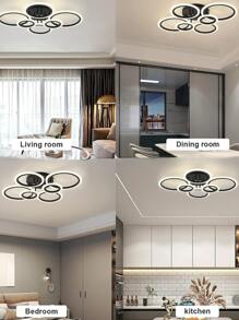 85~265V Modern LED Ceiling Light 6 Ring LED Black Ceiling Light, Lighting Fixture Ceiling Light For Kitchen, Living Room, Bedroom, Laundry No-dimmable - Black - View 5