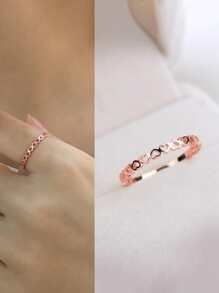 1枚优雅心形戒指，女士款式，适合订婚、周年纪念、派对、情人节等场合。 - 玫瑰金 - 查看 4